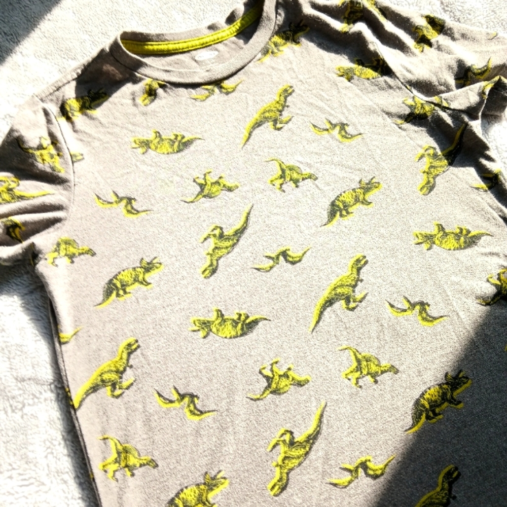 🦖 Old Navy Grey Dinosaur Print Large T-shirt